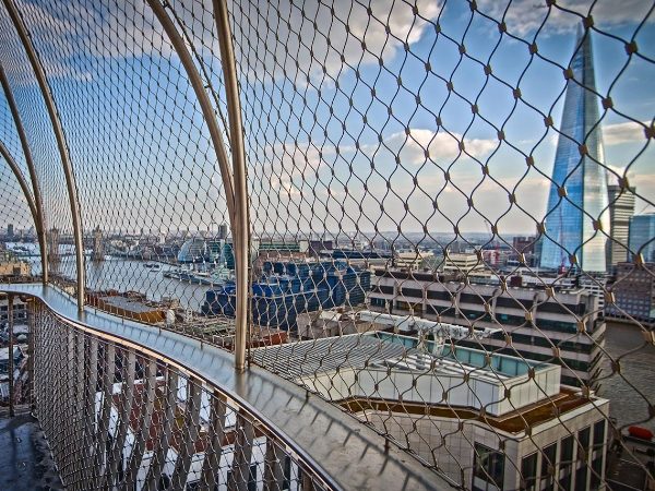 Safety protection net installed on the building roof