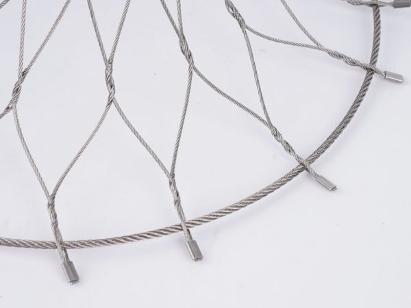 Stainless steel cable mesh bag edge details