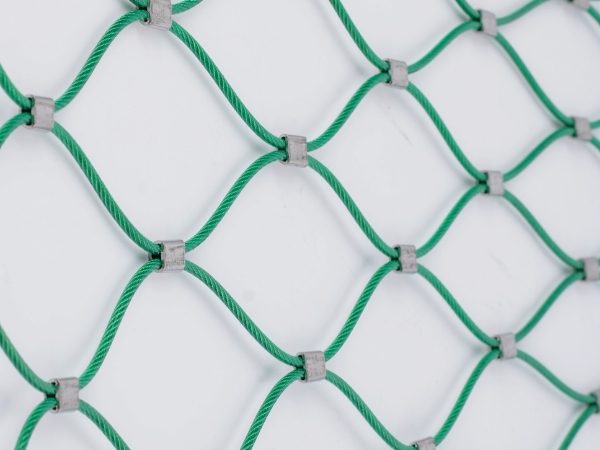 Green PVC coated wire rope ferrule mesh