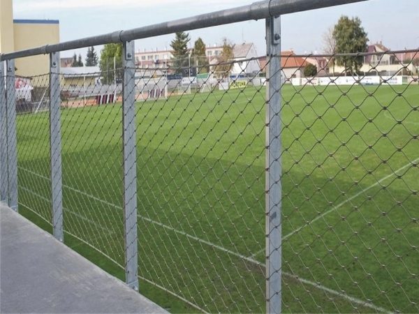 Stainless steel rope mesh fence installed in front of gymnasium spectator seats