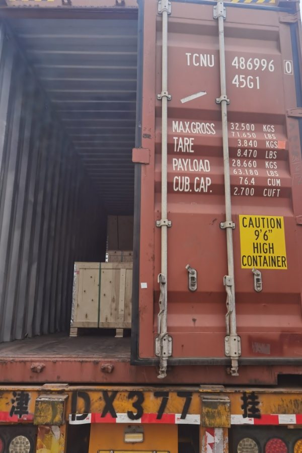 One of the truck compartment door is closed.