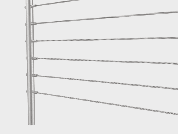 Side view of stainless steel wire rope system.